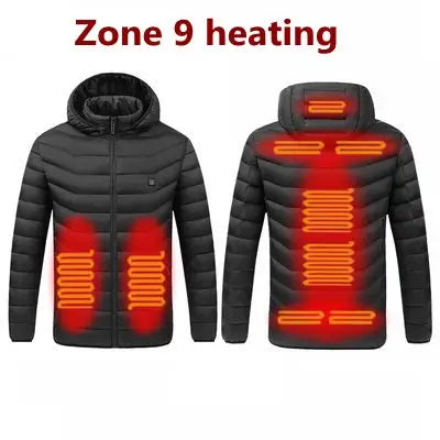 Men's parka Winter Warm USB Heating Jackets Smart Thermostat Pure Color Hooded Heated Clothing male bobojaco Warm padded jacket