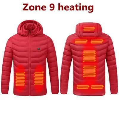Men's parka Winter Warm USB Heating Jackets Smart Thermostat Pure Color Hooded Heated Clothing male bobojaco Warm padded jacket