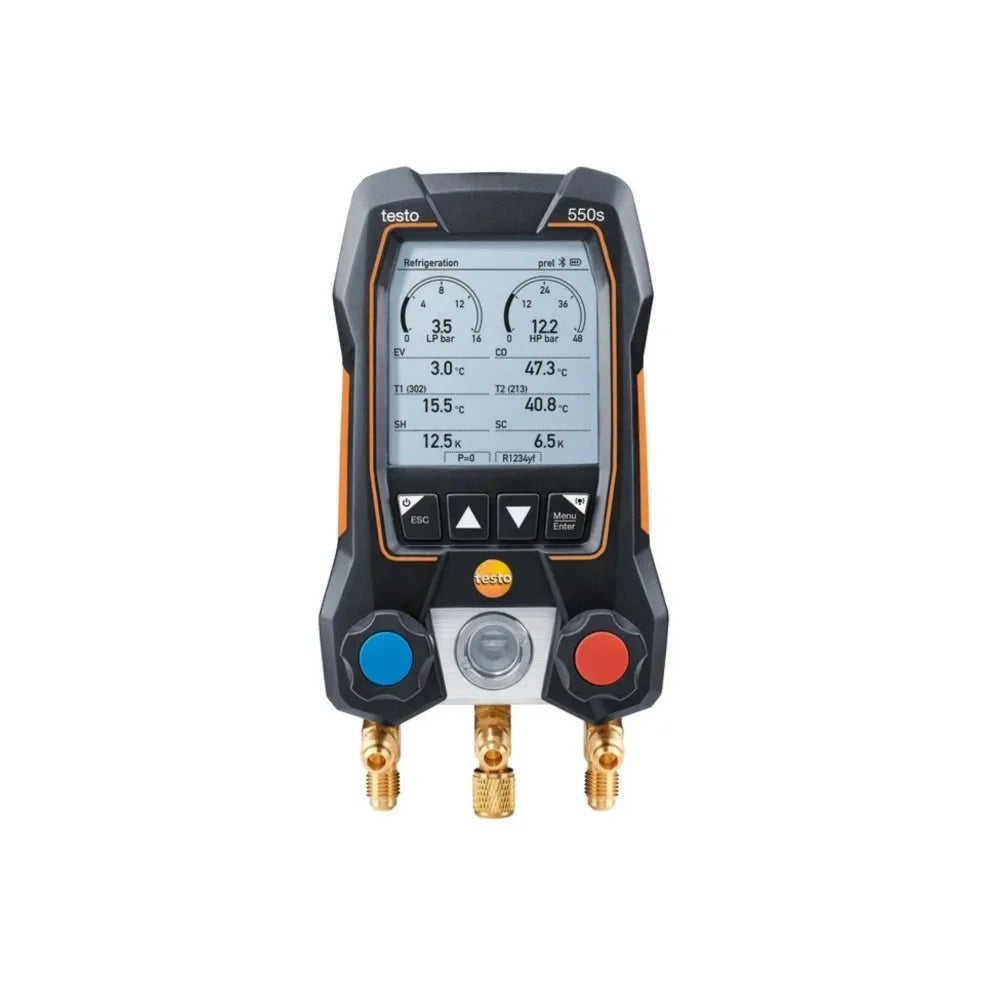 Testo 550s Smart Digital Manifold Kit with Wireless Clamp Temperature Probes