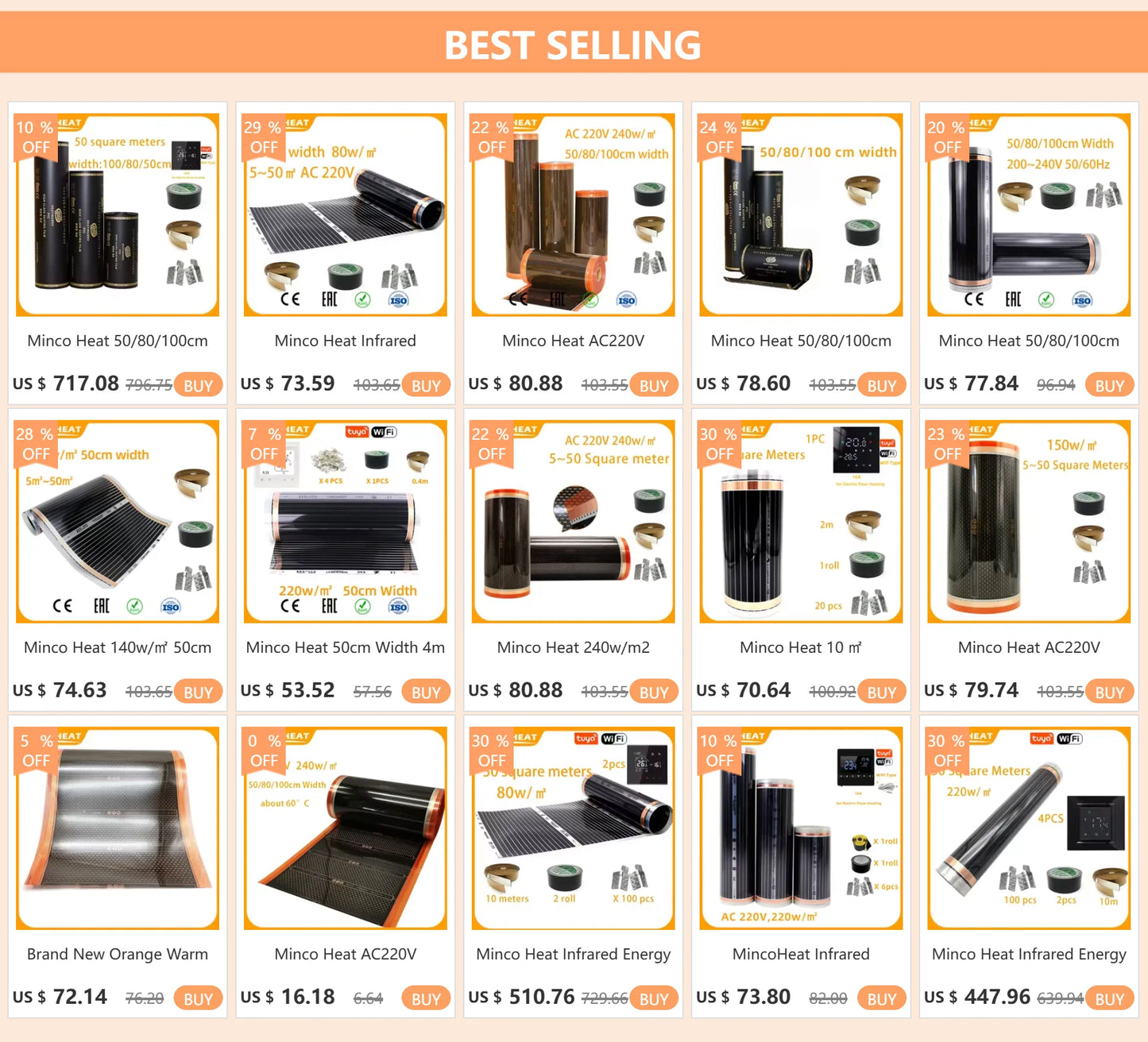 Infrared Graphene Underfloor Heating PTC Heating Film 1 ㎡ AC220V 240w/m2