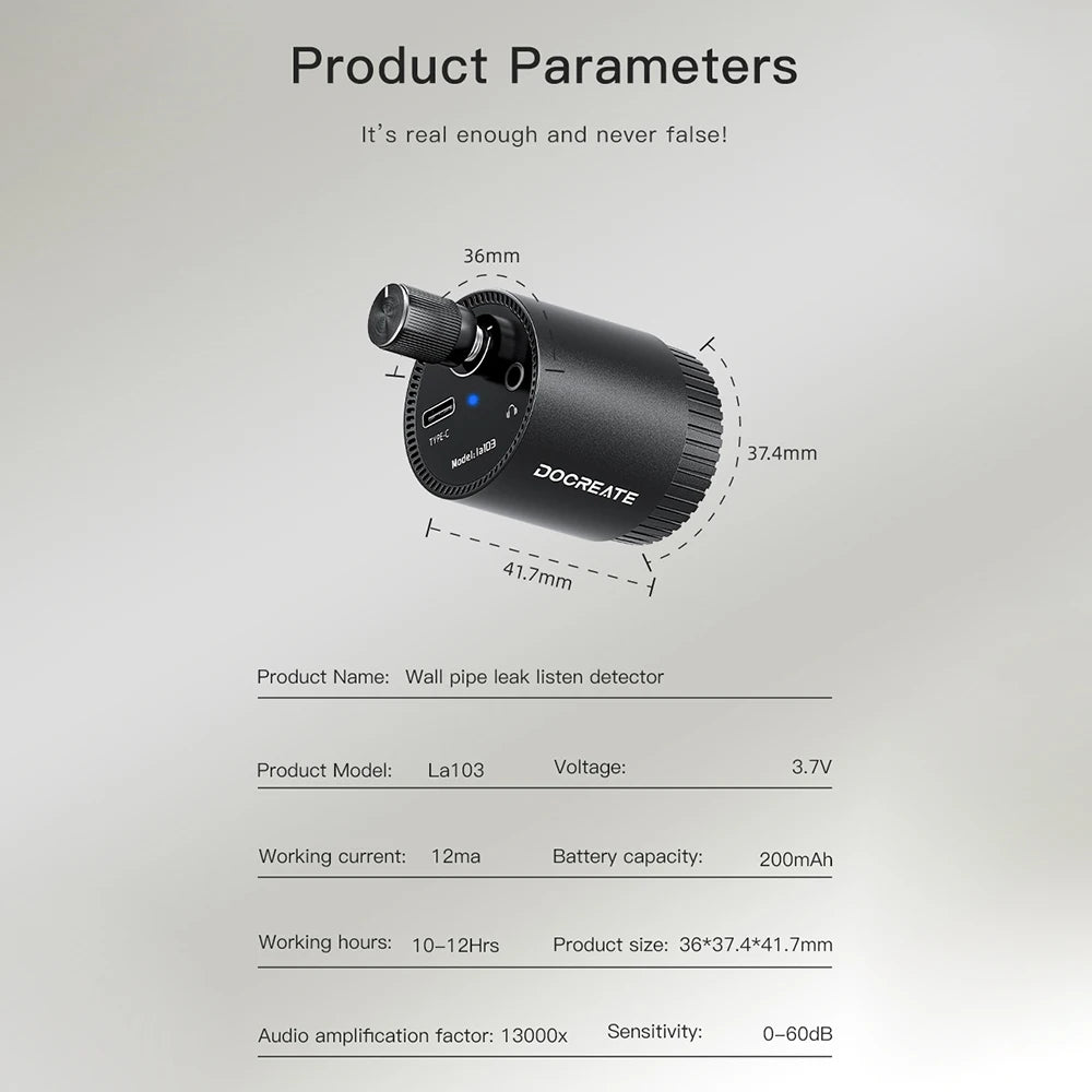Water Leak Detector Multi-functional Sound Detector For Pipe Water Leak Suitable For Leak Detection Of Various Construction Pipe