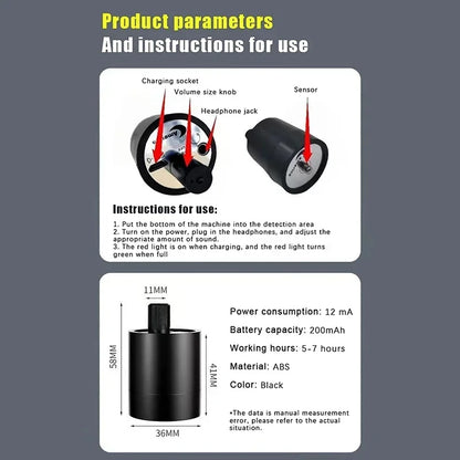 Water Leak Detector Multi-functional Sound Collector Suitable For Leak Detection Of Various Construction Pipe