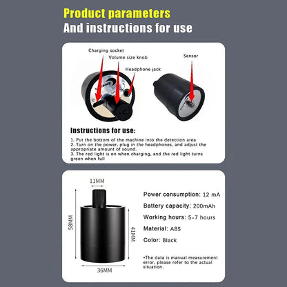 Water Leak Detector Multi-functional Sound Collector Suitable For Leak Detection Of Various Construction Pipe