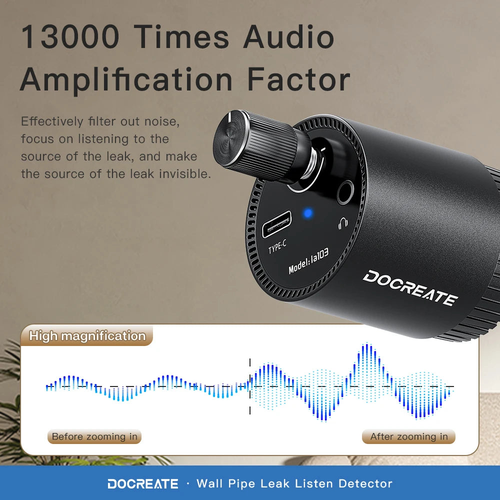 Water Leak Detector Multi-functional Sound Detector For Pipe Water Leak Suitable For Leak Detection Of Various Construction Pipe